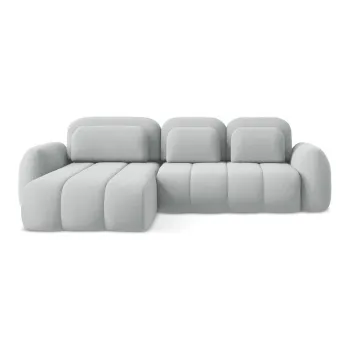 Coltar gri deschis extensibil/cu spatiu de depozitare cu tapiterie din tesatura boucle (cu colt pe partea dreapta/cu sezlong) Pele - Makamii imagine