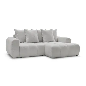 Coltar gri deschis extensibil/cu spatiu de depozitare cu tapiterie din tesatura boucle (cu colt pe partea stanga/cu sezlong) Roxelane - Bobochic Paris imagine