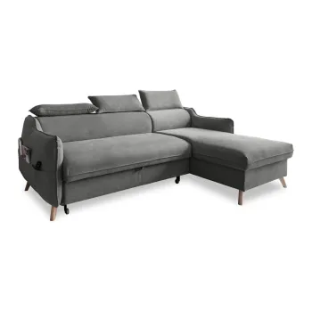 Coltar gri deschis extensibil cu tapiterie din catifea (cu colt pe partea stanga ) Sweet Harmony - Miuform imagine