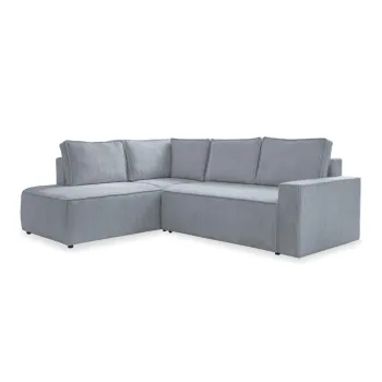 Coltar gri deschis extensibil cu tapiterie din catifea reiata (cu colt pe partea dreapta) Brave Dave - Miuform imagine