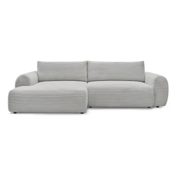 Coltar gri deschis extensibil cu tapiterie din catifea reiata (cu colt pe partea dreapta) Lucien - Bobochic Paris imagine