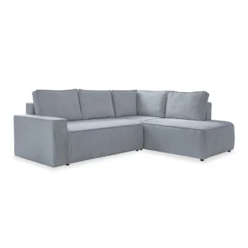 Coltar gri deschis extensibil cu tapiterie din catifea reiata (cu colt pe partea stanga ) Brave Dave - Miuform imagine