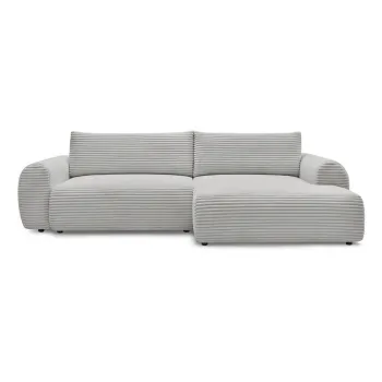 Coltar gri deschis extensibil cu tapiterie din catifea reiata (cu colt pe partea stanga ) Lucien - Bobochic Paris imagine