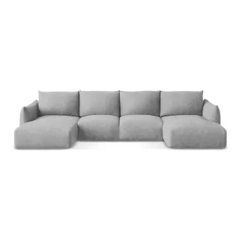 Coltar gri deschis extensibil cu tapiterie din chenille (in forma de 