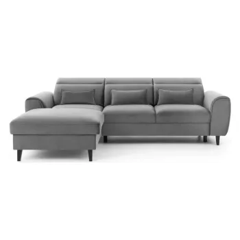 Coltar gri extensibil/cu spatiu de depozitare cu tapiterie din catifea (cu colt pe partea dreapta/cu sezlong) Foble - ELTAP imagine