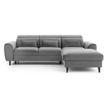 Coltar gri extensibil/cu spatiu de depozitare cu tapiterie din catifea (cu colt pe partea stanga/cu sezlong) Foble - ELTAP imagine