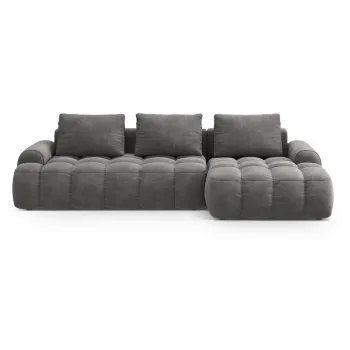 Coltar gri extensibil/cu spatiu de depozitare cu tapiterie din catifea (cu colt pe partea stanga/cu sezlong) Linz - Cosmopolitan Design imagine