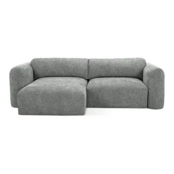 Coltar gri extensibil/cu spatiu de depozitare cu tapiterie din chenille (cu colt pe partea dreapta/cu sezlong) Mele - Makamii imagine