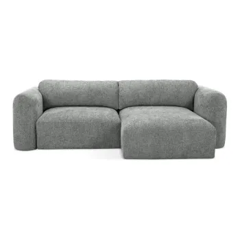 Coltar gri extensibil/cu spatiu de depozitare cu tapiterie din chenille (cu colt pe partea stanga/cu sezlong) Mele - Makamii imagine