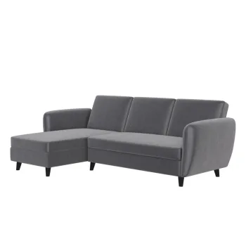 Coltar gri extensibil cu tapiterie din catifea Perry - Storaa imagine