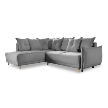 Coltar gri extensibil cu tapiterie din catifea reiata (colt dreapta) Lazy Lukka - Miuform imagine