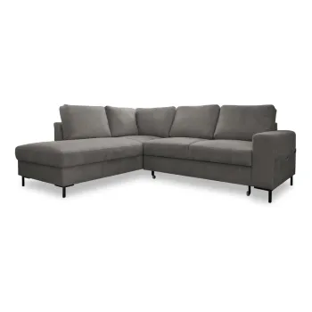 Coltar gri extensibil cu tapiterie din catifea reiata (cu colt pe partea dreapta) Lofty Lilly - Miuform imagine