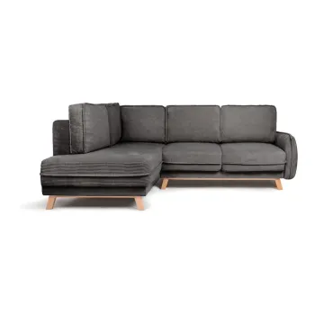 Coltar gri extensibil cu tapiterie din catifea reiata (cu colt pe partea dreapta) Tori - Bonami Selection imagine