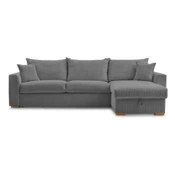 Coltar gri extensibil cu tapiterie din catifea reiata (cu colt variabil) Augustin - Bobochic Paris imagine