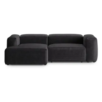 Coltar gri inchis cu tapiterie din catifea reiata (cu colt pe partea dreapta/cu sezlong) Bergano - Cosmopolitan Design imagine