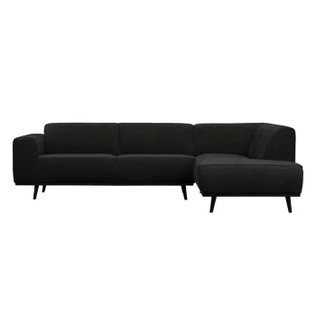 Coltar gri inchis cu tapiterie din catifea reiata (cu colt pe partea stanga/in forma de 