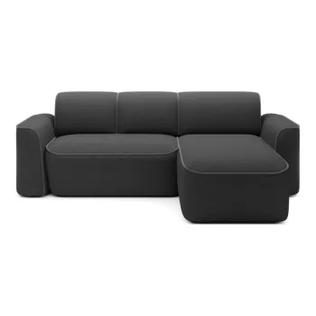 Coltar gri inchis cu tapiterie din tesatura boucle (cu colt pe partea stanga/cu sezlong) Ume - ELTAP imagine