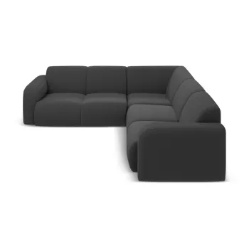 Coltar gri inchis cu tapiterie din tesatura boucle (cu colt variabil/in forma de 