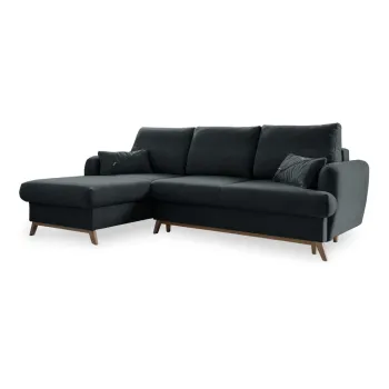 Coltar gri inchis extensibil/cu spatiu de depozitare (cu colt pe partea dreapta/cu sezlong) Scandic Lagom - Miuform imagine