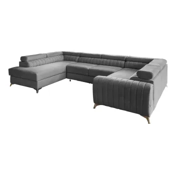 Coltar gri inchis extensibil/cu spatiu de depozitare (cu colt pe partea dreapta/in forma de 