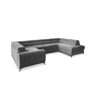 Coltar gri inchis extensibil/cu spatiu de depozitare (cu colt pe partea stanga/in forma de 