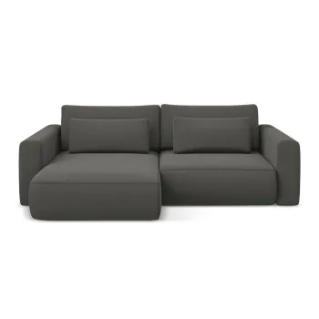 Coltar gri inchis extensibil/cu spatiu de depozitare cu tapiterie din catifea (cu colt pe partea dreapta/cu sezlong) Kapua - Makamii imagine