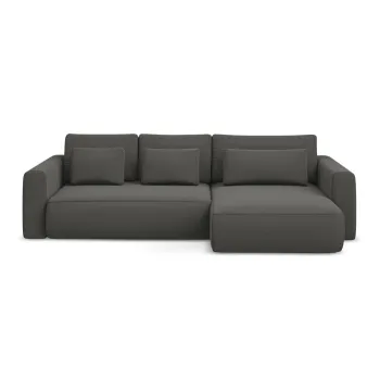 Coltar gri inchis extensibil/cu spatiu de depozitare cu tapiterie din catifea (cu colt pe partea stanga/cu sezlong) Kapua - Makamii imagine