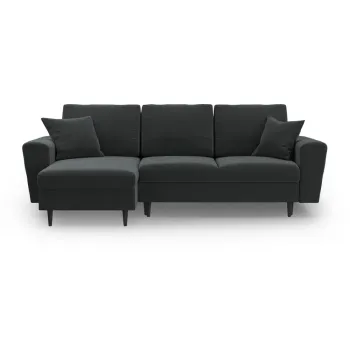 Coltar gri inchis extensibil, cu spatiu de depozitare cu tapiterie din catifea Kyoto - Cosmopolitan Design imagine