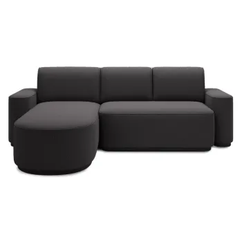 Coltar gri inchis extensibil/cu spatiu de depozitare cu tapiterie din chenille (cu colt pe partea dreapta/cu sezlong) Aurumm - ELTAP imagine