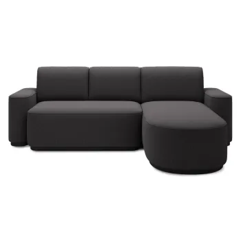 Coltar gri inchis extensibil/cu spatiu de depozitare cu tapiterie din chenille (cu colt pe partea stanga/cu sezlong) Aurumm - ELTAP imagine