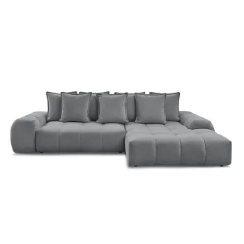 Coltar gri inchis extensibil/cu spatiu de depozitare cu tapiterie din chenille (cu colt pe partea stanga/cu sezlong) Everest - Bobochic Paris imagine