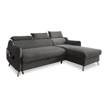 Coltar gri inchis extensibil cu tapiterie din catifea (cu colt pe partea stanga ) Sweet Harmony - Miuform imagine