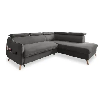 Coltar gri inchis extensibil cu tapiterie din catifea (cu colt pe partea stanga ) Sweet Harmony - Miuform imagine