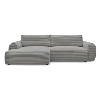 Coltar gri inchis extensibil cu tapiterie din catifea reiata (cu colt pe partea dreapta) Lucien - Bobochic Paris imagine