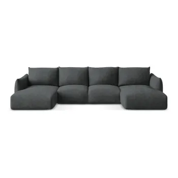 Coltar gri inchis extensibil cu tapiterie din chenille (in forma de 