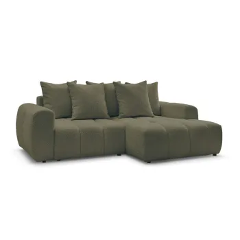 Coltar kaki extensibil/cu spatiu de depozitare cu tapiterie din tesatura boucle (cu colt pe partea stanga/cu sezlong) Roxelane - Bobochic Paris imagine