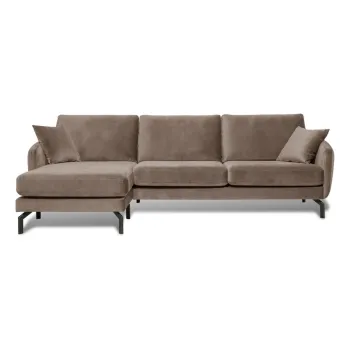 Coltar maro/bej din catifea (cu sezlong pe partea dreapta) Magic - Scandic imagine