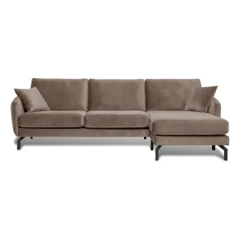 Coltar maro/bej din catifea (cu sezlong pe partea stanga ) Magic - Scandic imagine