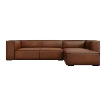 Coltar maro coniac cu tapiterie din piele (cu sezlong pe partea stanga ) Madame - Windsor & Co Sofas imagine