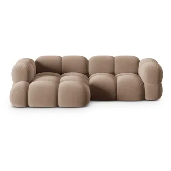 Coltar maro cu tapiterie din catifea (cu colt pe partea dreapta/cu sezlong) Loretto - Cosmopolitan Design imagine