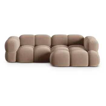 Coltar maro cu tapiterie din catifea (cu colt pe partea stanga/cu sezlong) Loretto - Cosmopolitan Design imagine