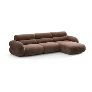 Coltar maro cu tapiterie din chenille (cu colt pe partea stanga/cu sezlong) Neo - Micadoni imagine