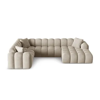 Coltar maro deschis cu tapiterie din chenille (cu colt pe partea dreapta/in forma de 