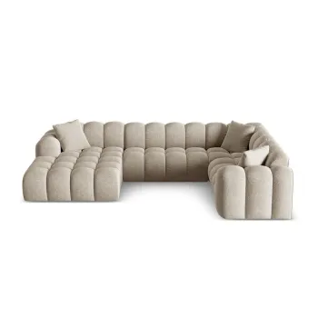 Coltar maro deschis cu tapiterie din chenille (cu colt pe partea stanga/in forma de 