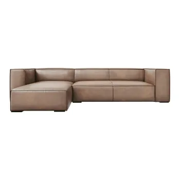 Coltar maro deschis cu tapiterie din piele (cu sezlong pe partea dreapta) Madame - Windsor & Co Sofas imagine