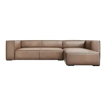 Coltar maro deschis cu tapiterie din piele (cu sezlong pe partea stanga ) Madame - Windsor & Co Sofas imagine