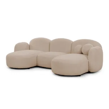 Coltar maro deschis cu tapiterie din tesatura boucle (in forma de 