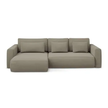 Coltar maro deschis extensibil/cu spatiu de depozitare (cu colt pe partea dreapta/cu sezlong) Kapua - Makamii imagine