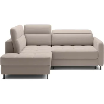 Coltar maro deschis extensibil/cu spatiu de depozitare cu tapiterie din catifea (cu colt pe partea dreapta/in forma de 