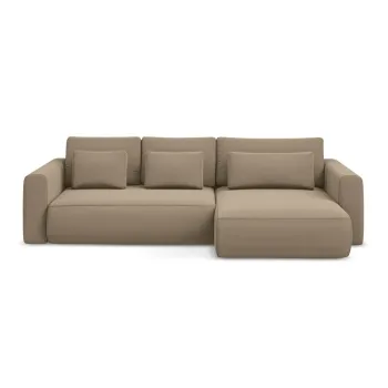 Coltar maro deschis extensibil/cu spatiu de depozitare cu tapiterie din catifea (cu colt pe partea stanga/cu sezlong) Kapua - Makamii imagine